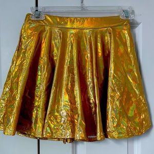 Gold sparkly skirt.